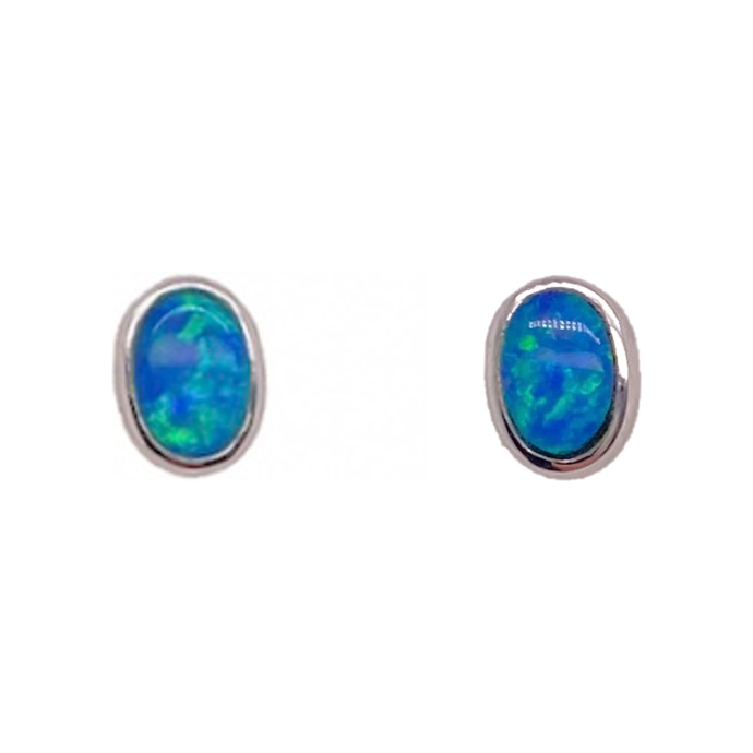 Silver Opal Earring Studs