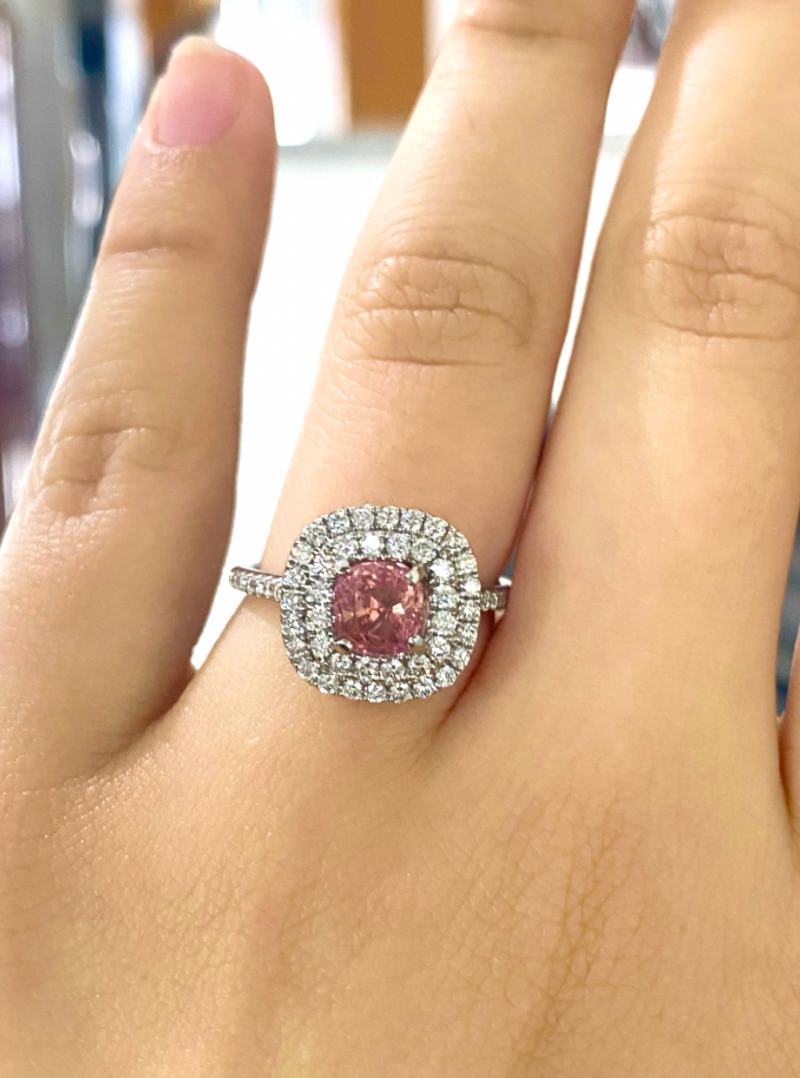 Padparadscha sapphire Cluster Ring