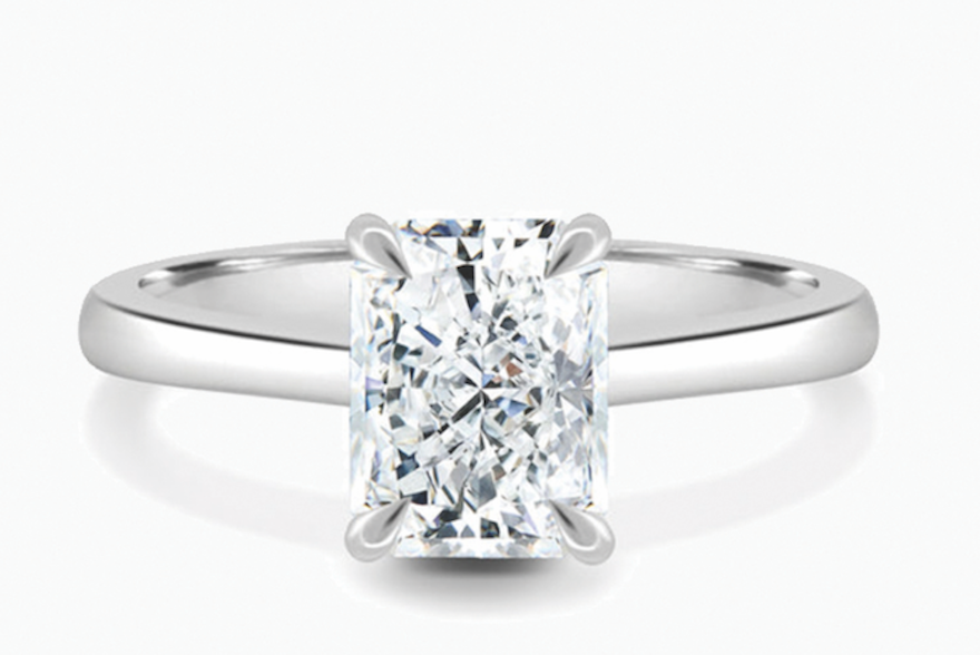 Emerald Cut Lab Grown Diamond Ring in 18ct White Gold