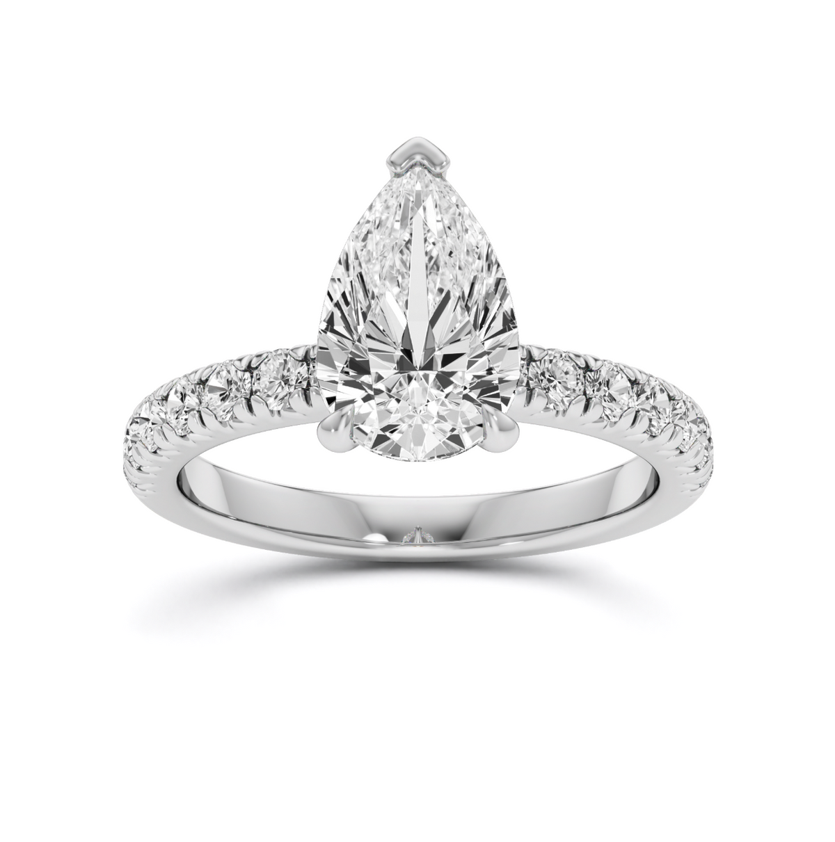 Lab Grown Pear Shaped Diamond with French Pave Ring