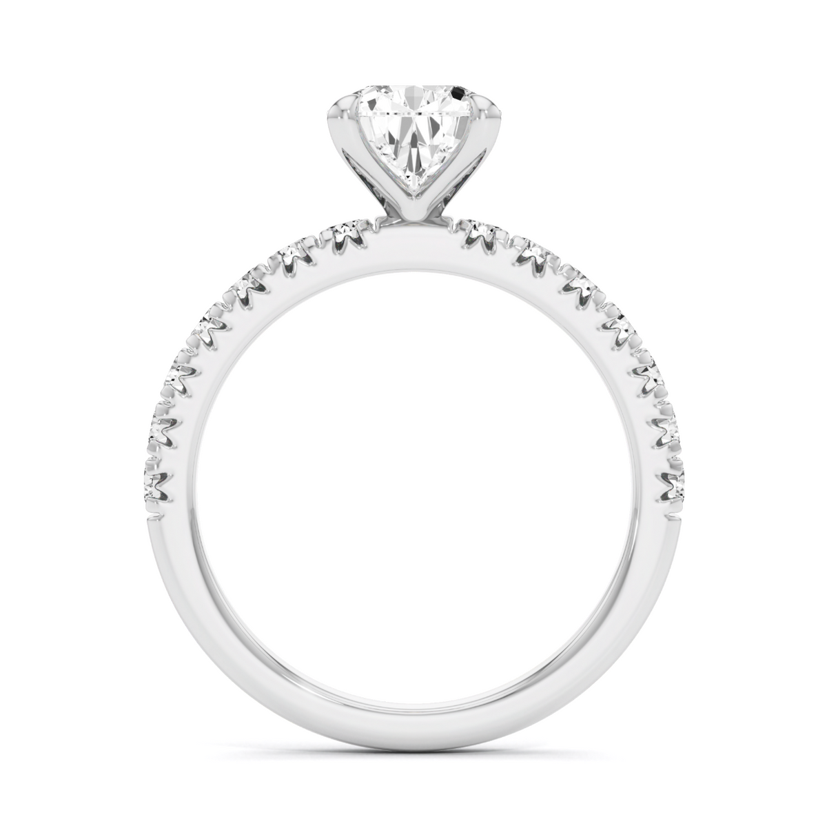 Lab Grown Pear Shaped Diamond with French Pave Ring