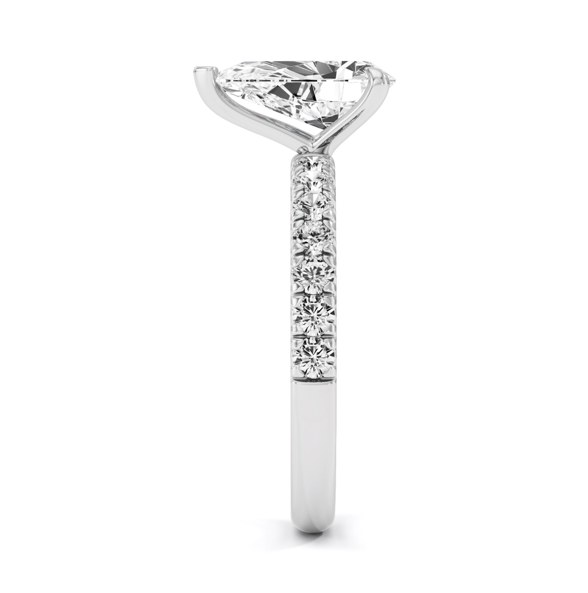 Lab Grown Pear Shaped Diamond with French Pave Ring
