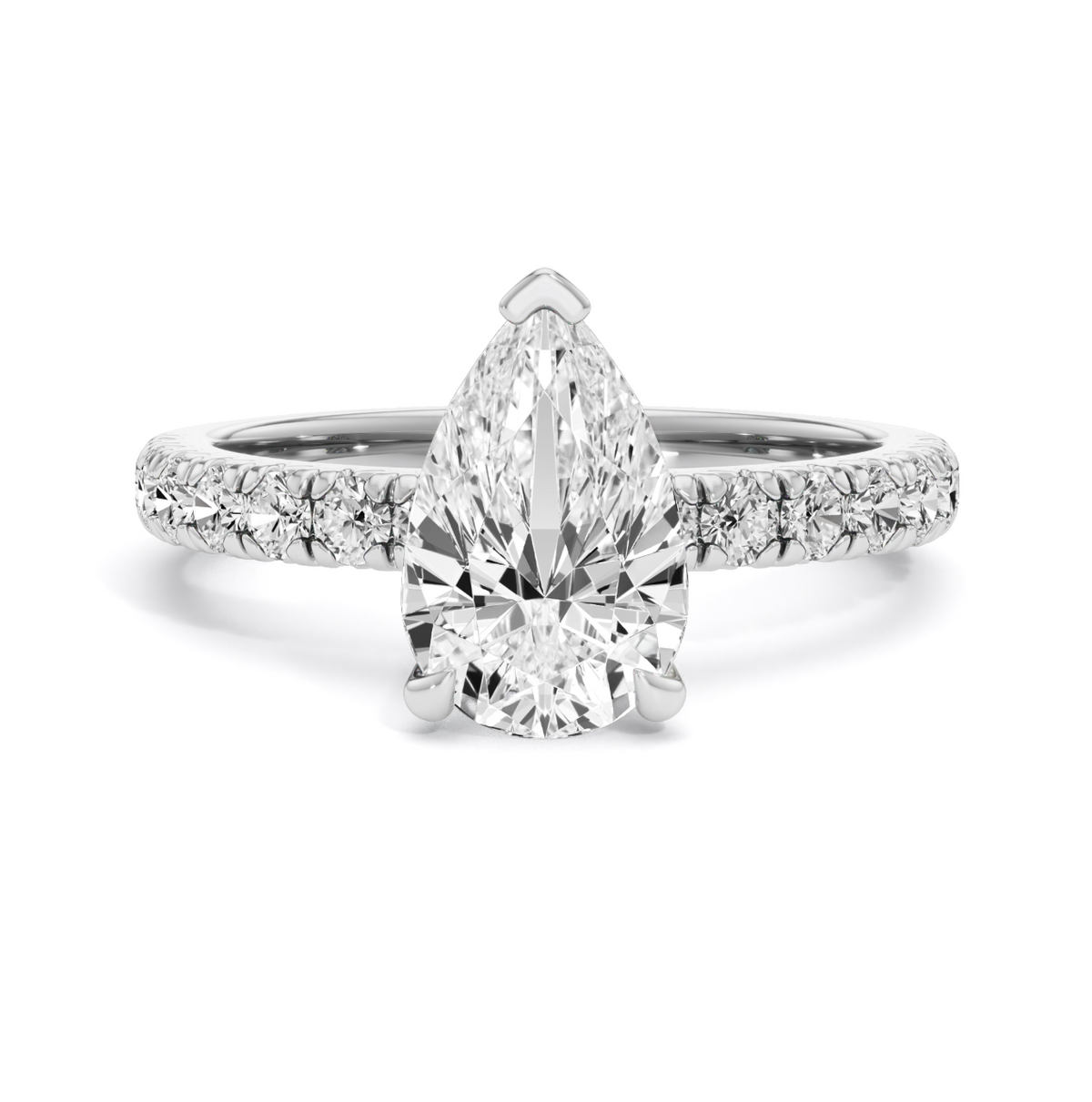 Lab Grown Pear Shaped Diamond with French Pave Ring