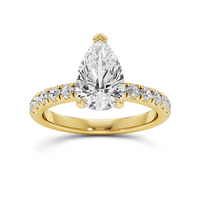 Lab Grown Pear Shaped Diamond with French Pave Ring