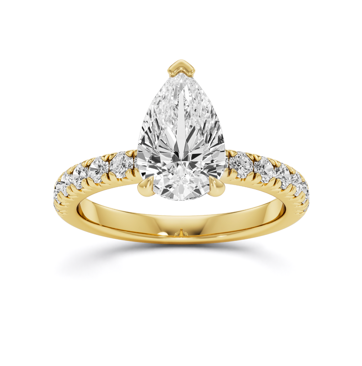 Lab Grown Pear Shaped Diamond with French Pave Ring