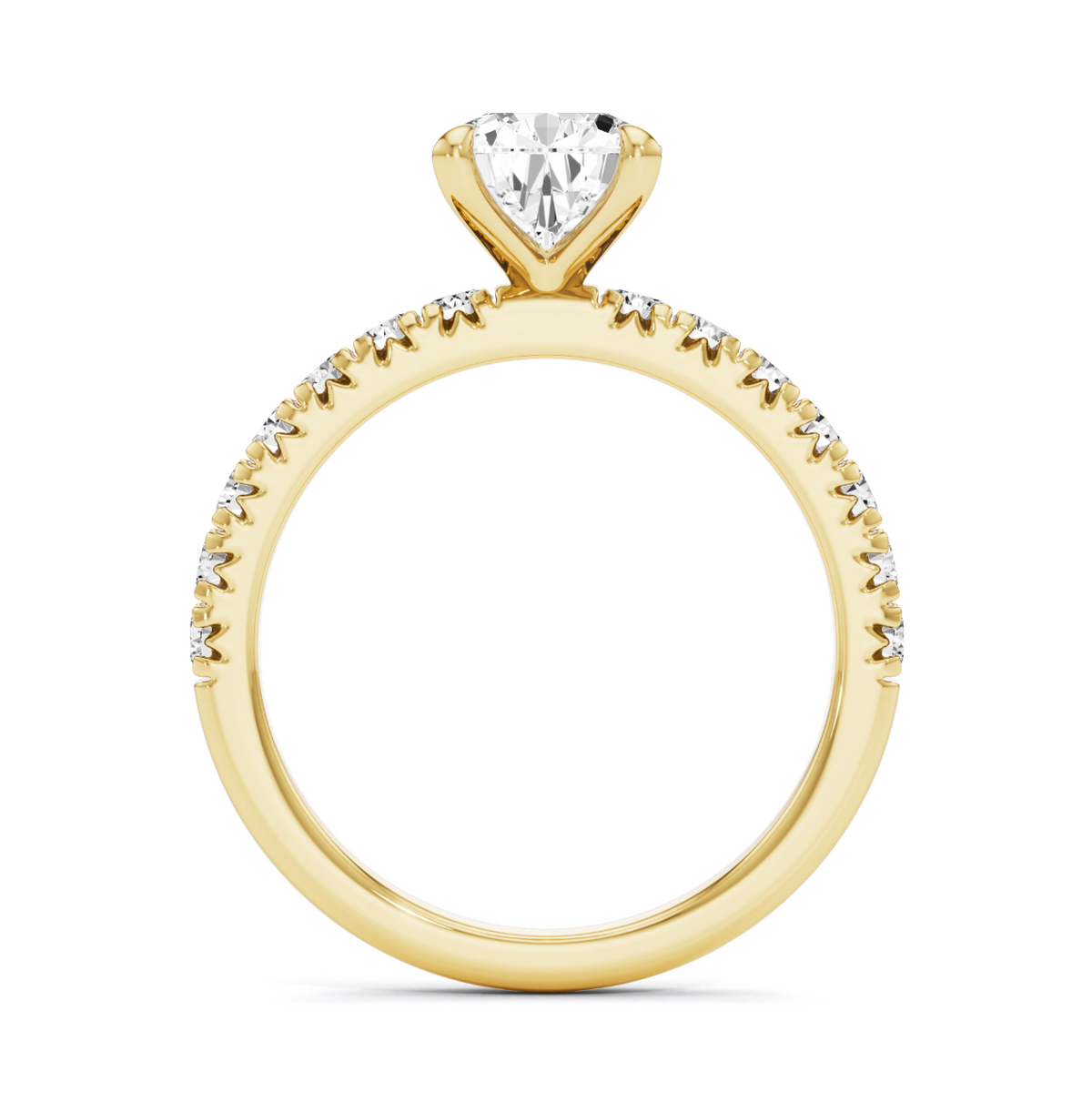 Lab Grown Pear Shaped Diamond with French Pave Ring