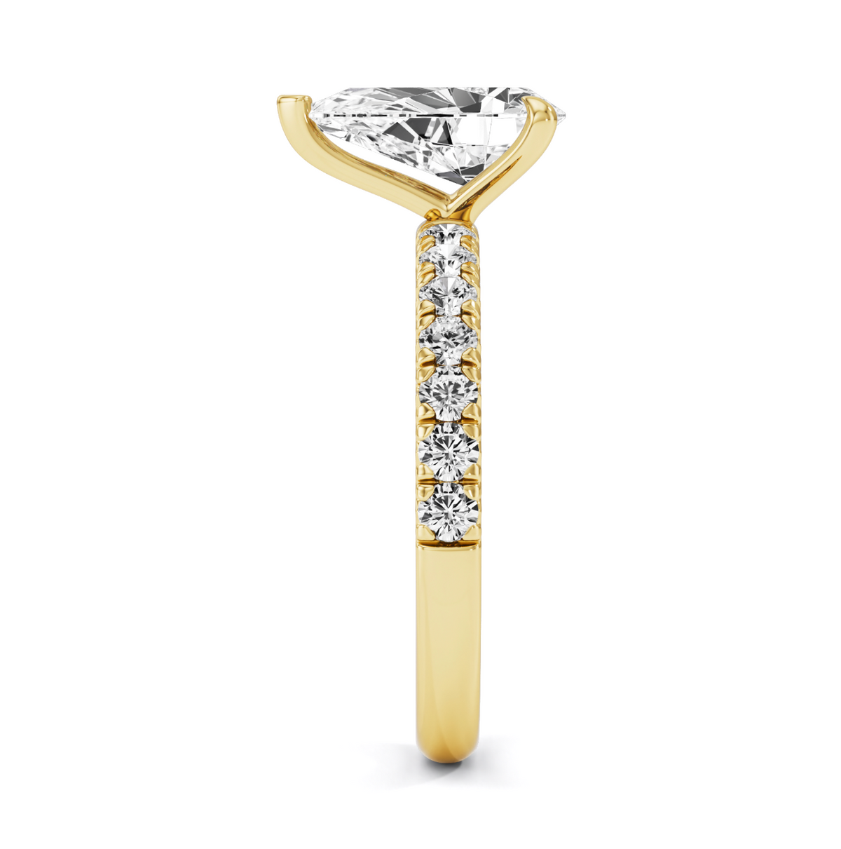 Lab Grown Pear Shaped Diamond with French Pave Ring