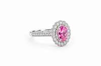 Pink Sapphire and Diamond Cluster Ring in 18K White Gold