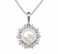 South Sea Pearl and Diamond Enhancer Pendant in 18K White Gold