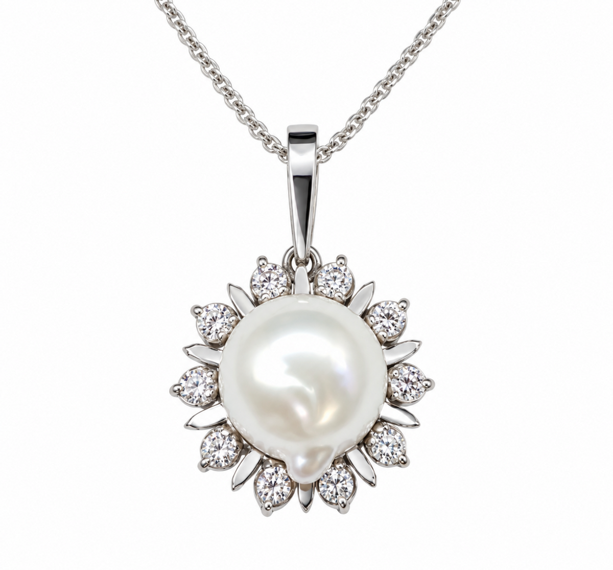 South Sea Pearl and Diamond Enhancer Pendant in 18K White Gold