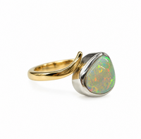 Australian Opal Ring in 18K Yellow Gold and Platinum