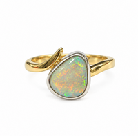 Australian Opal Ring in 18K Yellow Gold and Platinum