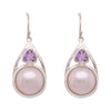 Silver Earrings with Mabe Pearl and Amethyst