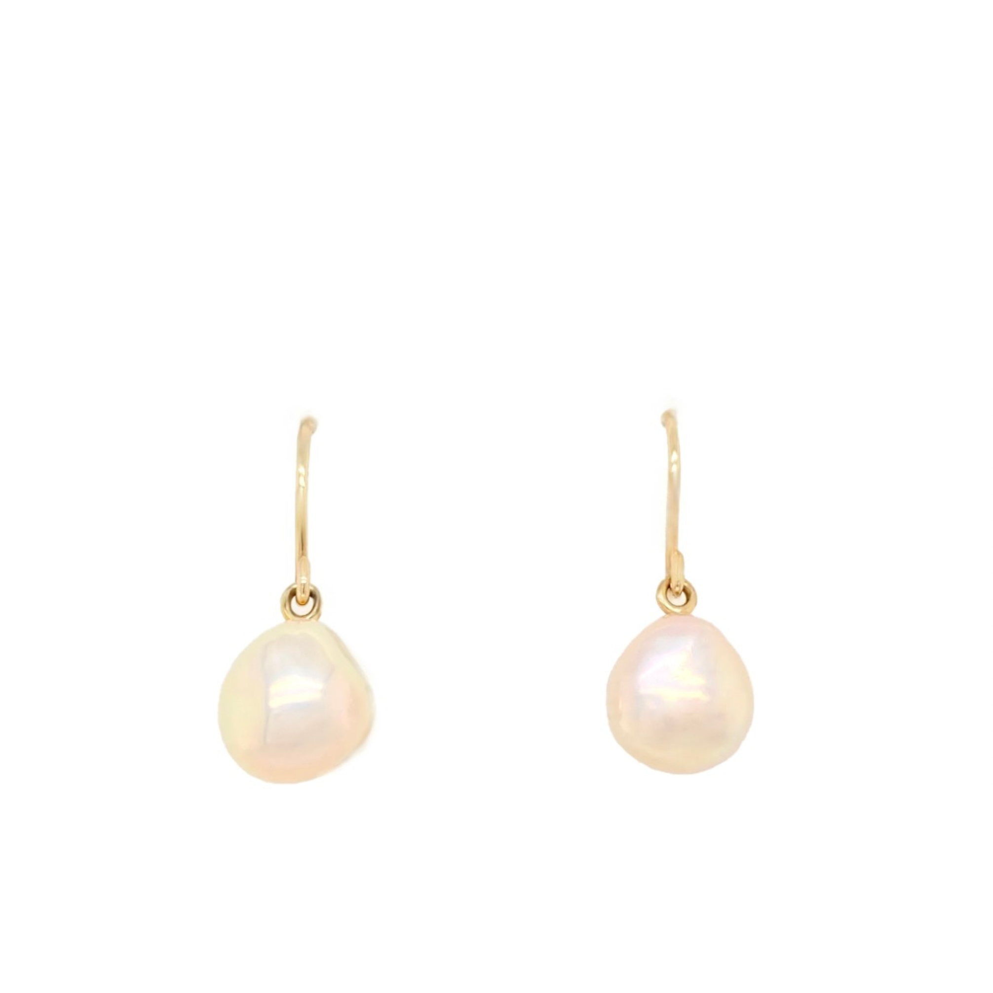 Baroque Freshwater Pearl Hook Earrings in 9K Yellow Gold