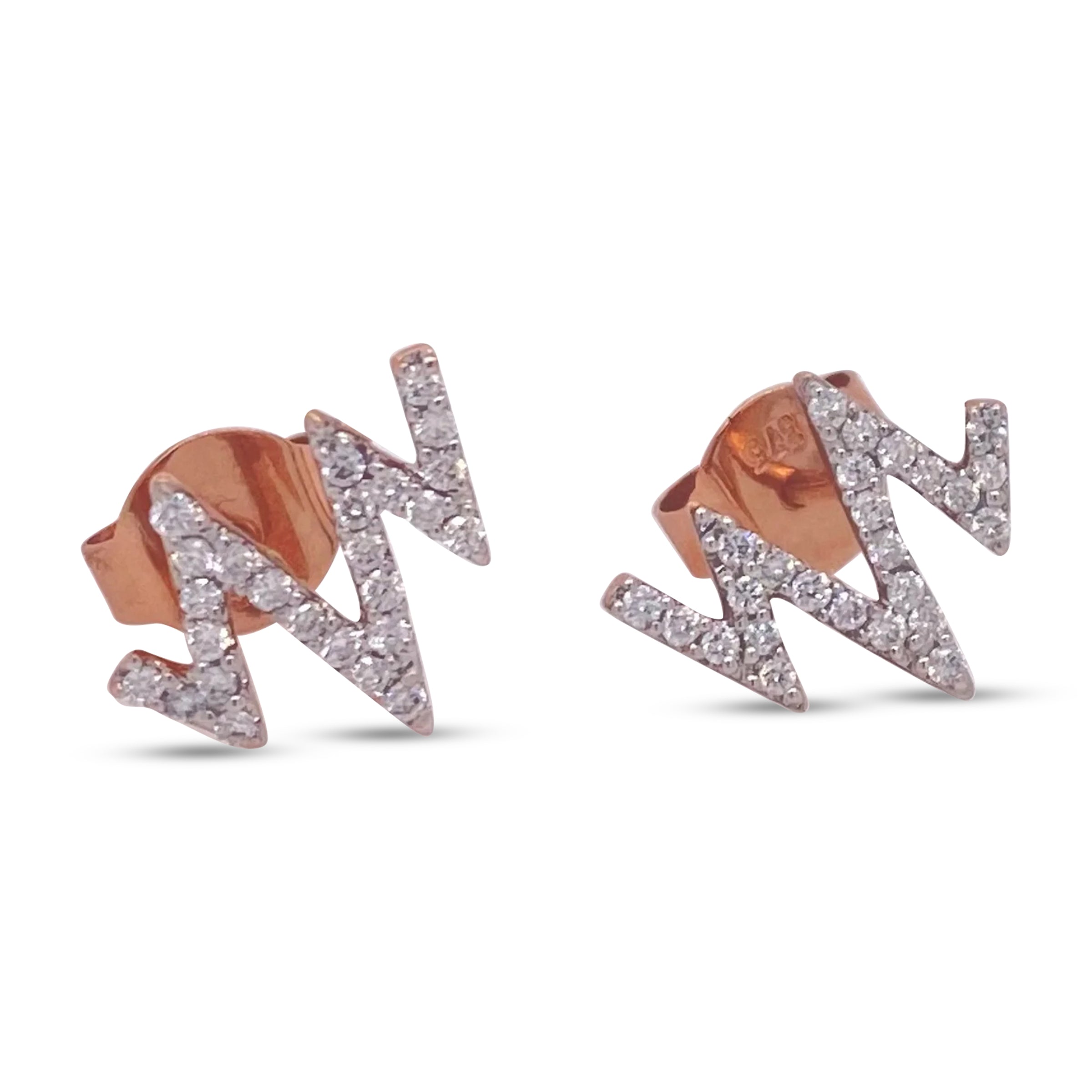 Zig-Zag Rose Gold Diamond Earrings