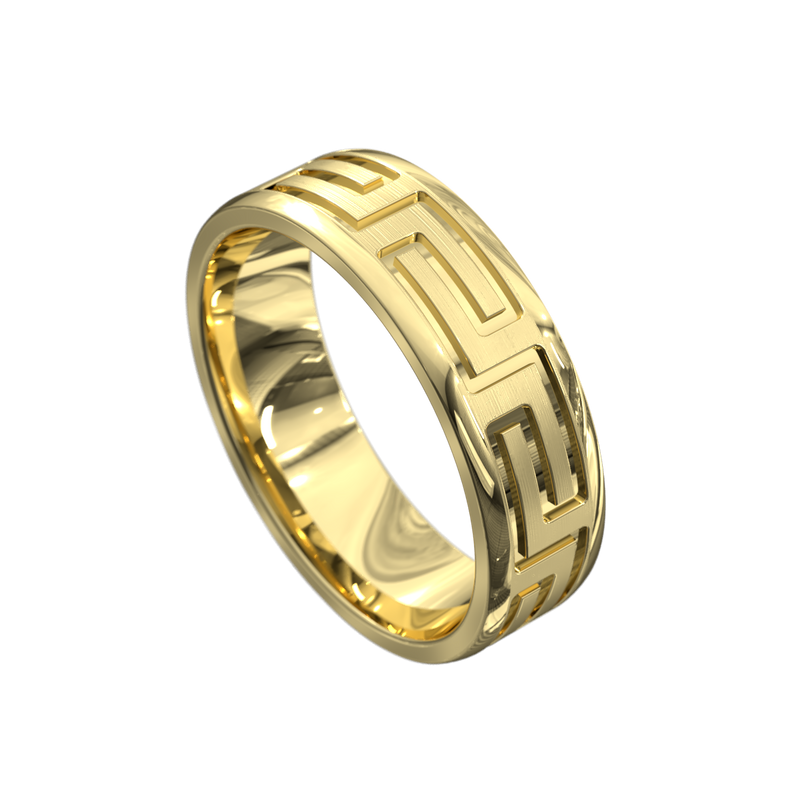 Greek Pattern Wedding Band