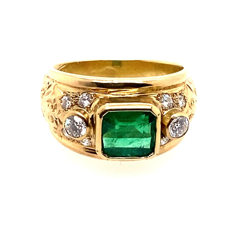 1.90ct Emerald Diamond Yellow Gold Ring