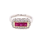 Rubies Diamond Vintage Cluster Ring