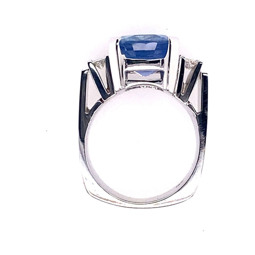 8 Carat Ceylon Blue Sapphire Diamond White Gold Ring