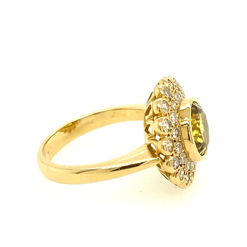 Australian Yellow Sapphire Diamond Double Cluster Ring
