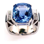 8 Carat Ceylon Blue Sapphire Diamond White Gold Ring