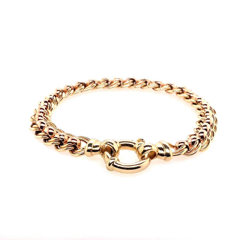 Double Roller Belcher Two Tone Gold Bracelet