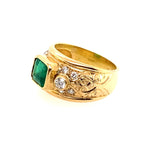 Emerald Diamond Yellow Gold Ring