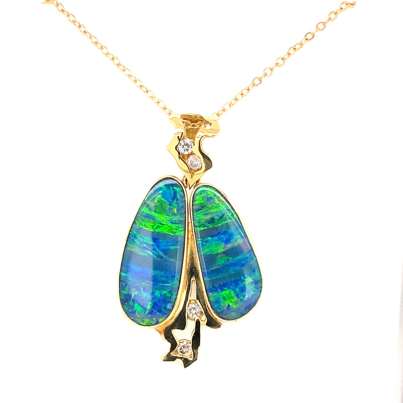 Opal Diamond Yellow Gold Pendant